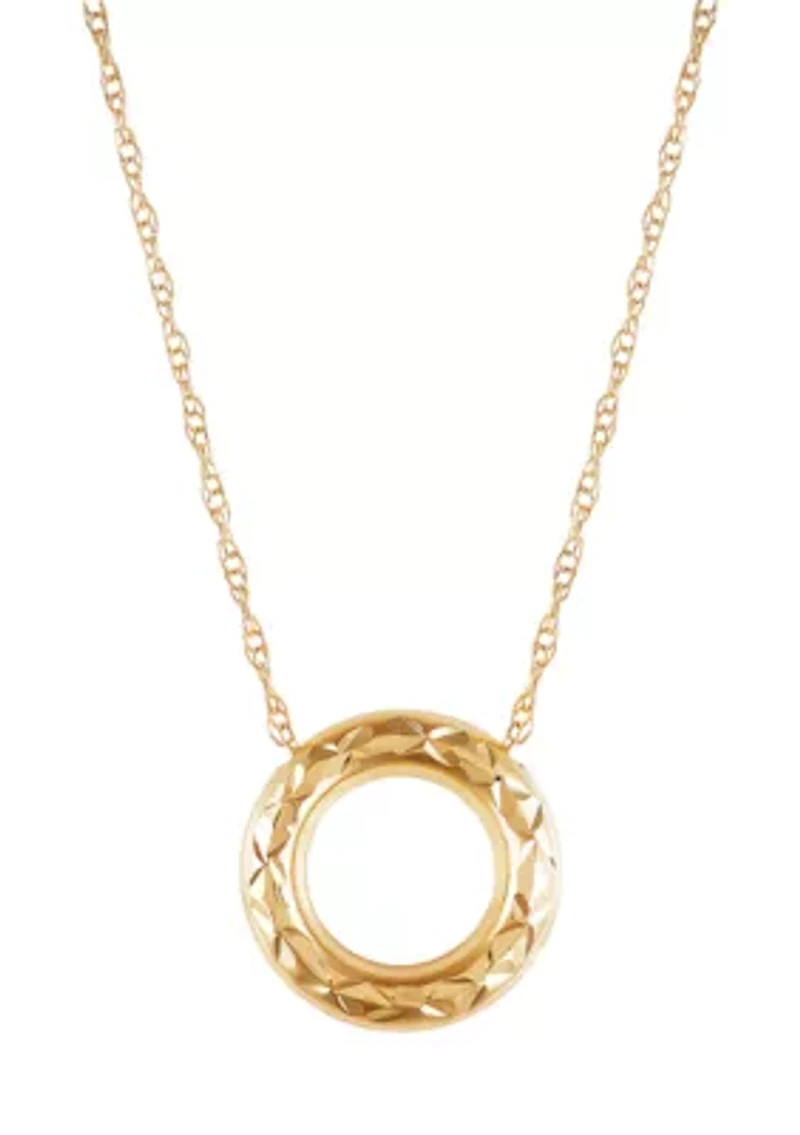 Circle Dangle Necklace in 10K Yellow Gold