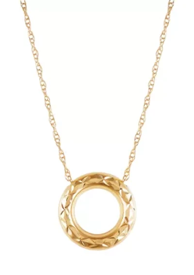 Circle Dangle Necklace in 10K Yellow Gold