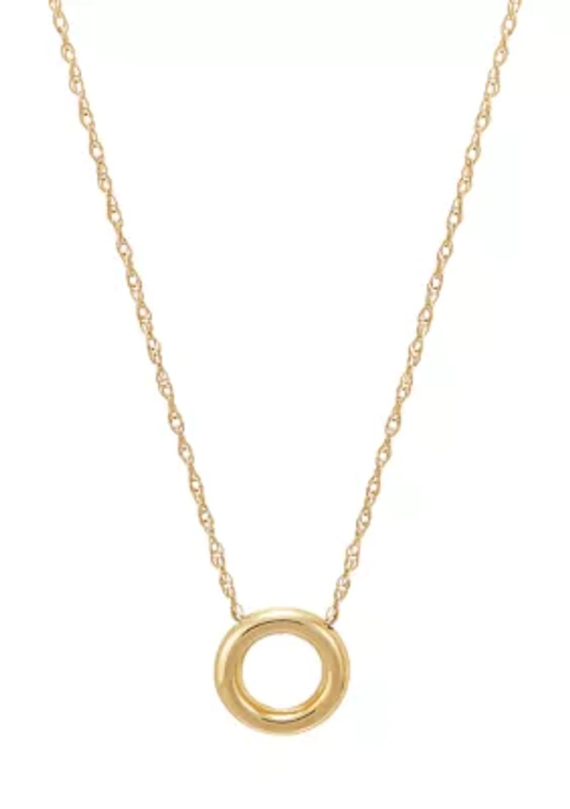 Circle Dangle Necklace in 10K Yellow Gold