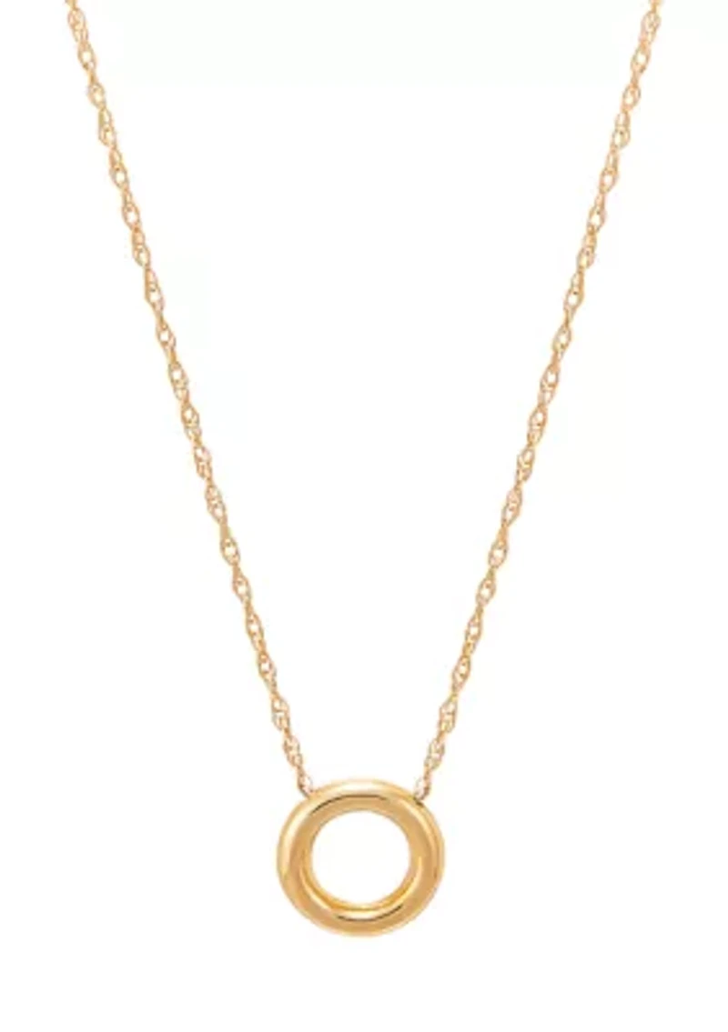 Circle Dangle Necklace in 10K Yellow Gold