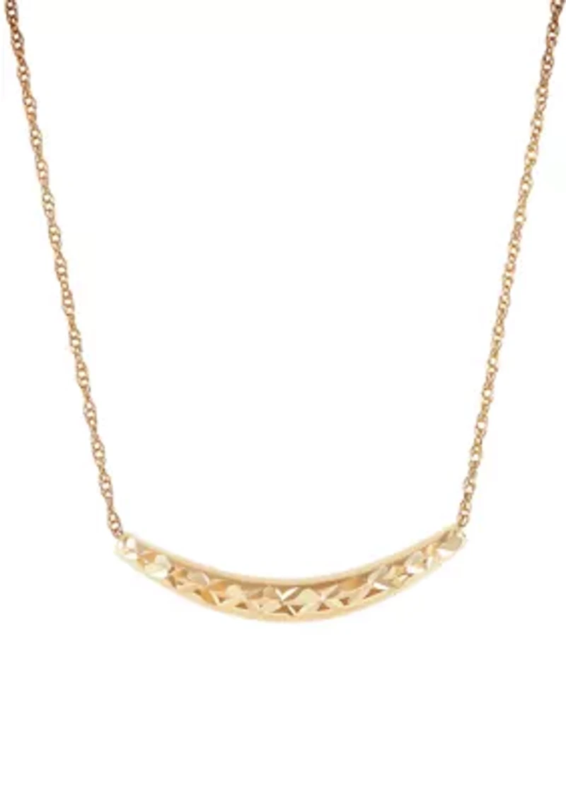 Curve Bar Dangle Necklace in 10K Yellow Gold