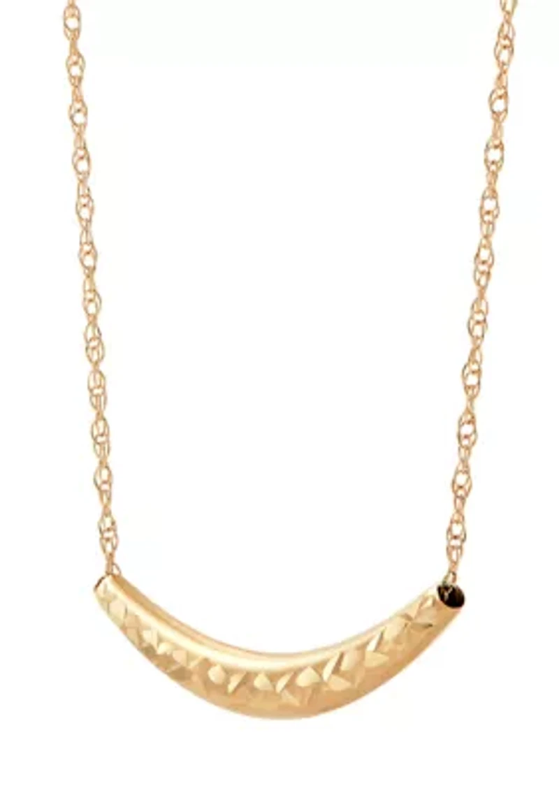 Curve Bar Dangle Necklace in 10K Yellow Gold