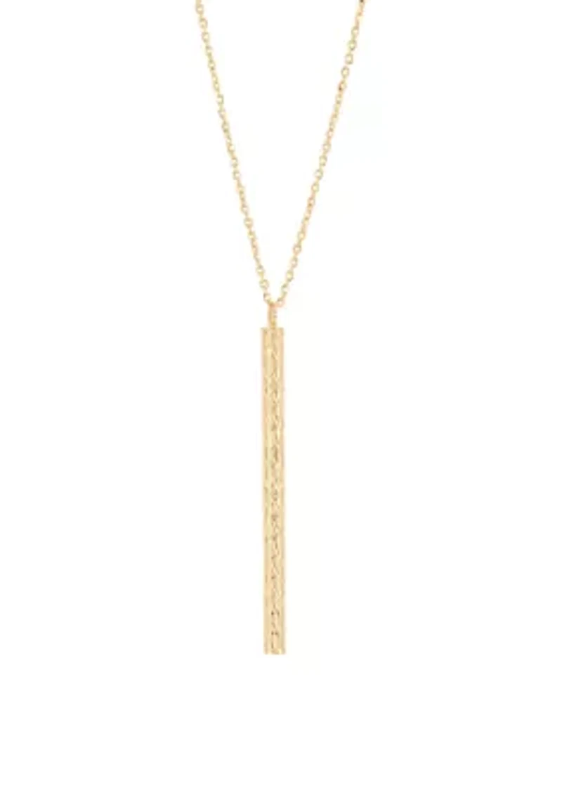 3 mm x 40 mm Sanck DC Elongated Bar Necklace in 10K Yellow Gold