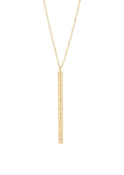 3 mm x 40 mm Sanck DC Elongated Bar Necklace in 10K Yellow Gold
