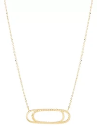 Interlock Paperclip on Cable Chain Necklace in 10K Yellow Gold