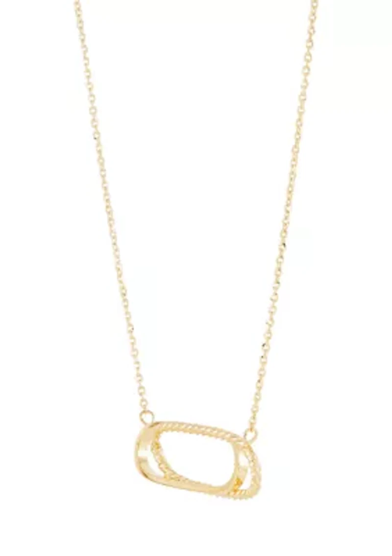 Interlock Paperclip on Cable Chain Necklace in 10K Yellow Gold