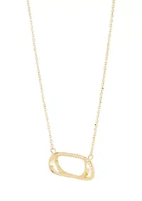 Interlock Paperclip on Cable Chain Necklace in 10K Yellow Gold