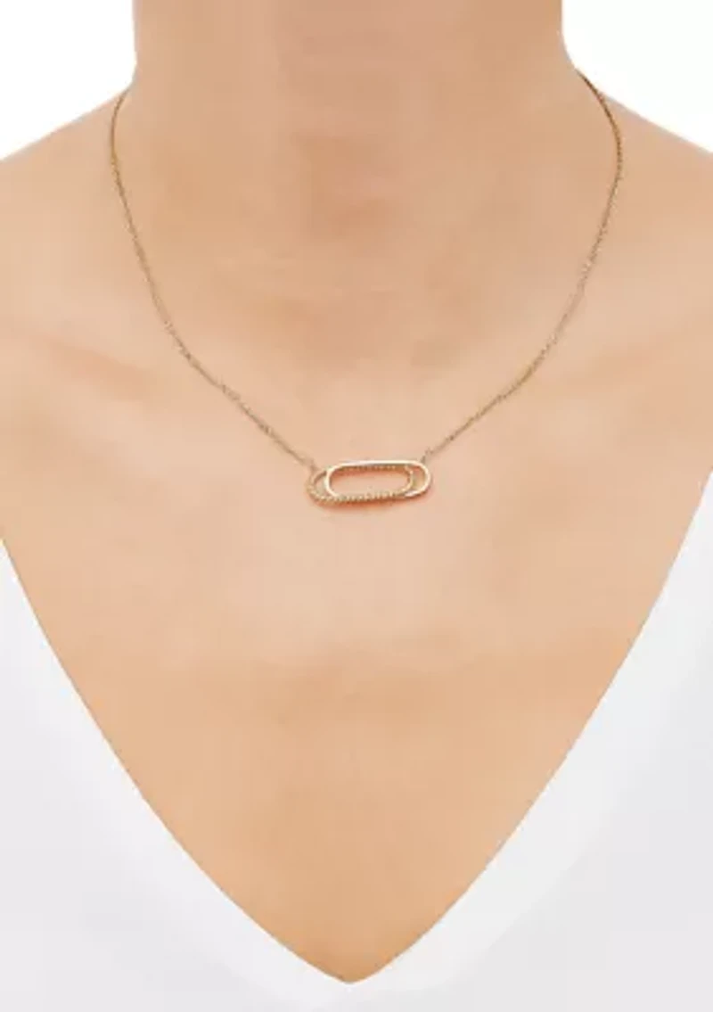 Interlock Paperclip on Cable Chain Necklace in 10K Yellow Gold