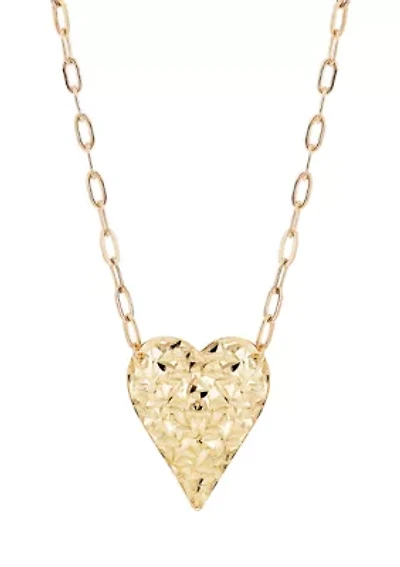 18x15mm Heart with Paperclip Chain Necklace in 10K Yellow Gold