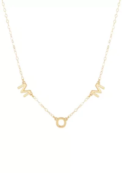 Station On Mom Necklace in 10K Yellow Gold