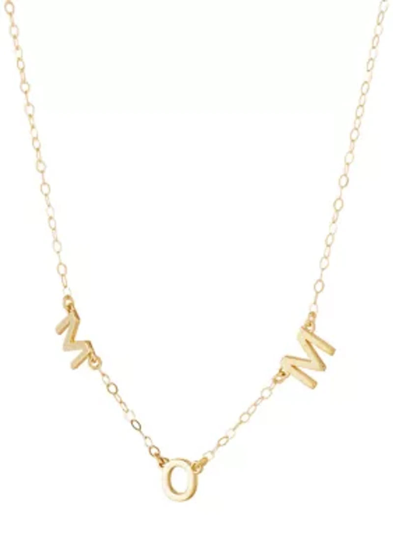 Station On Mom Necklace in 10K Yellow Gold