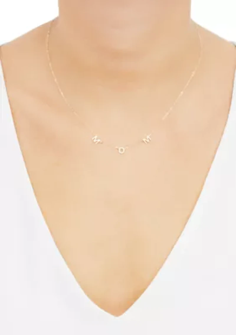 Station On Mom Necklace in 10K Yellow Gold
