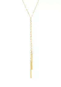 Long 2 Bar Drop Necklace in 10K Yellow Gold