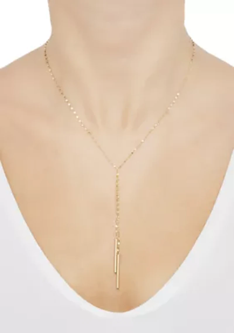 Long 2 Bar Drop Necklace in 10K Yellow Gold