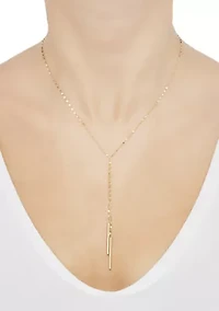 Long 2 Bar Drop Necklace in 10K Yellow Gold