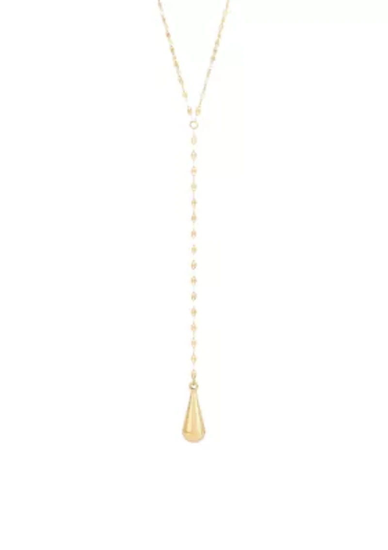 Lariat Teardrop Necklace in 10K Yellow Gold