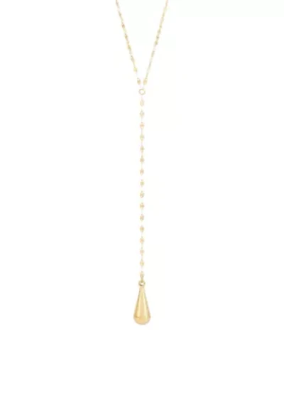 Lariat Teardrop Necklace in 10K Yellow Gold