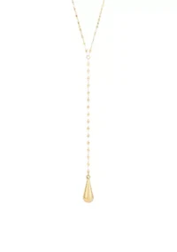 Lariat Teardrop Necklace in 10K Yellow Gold