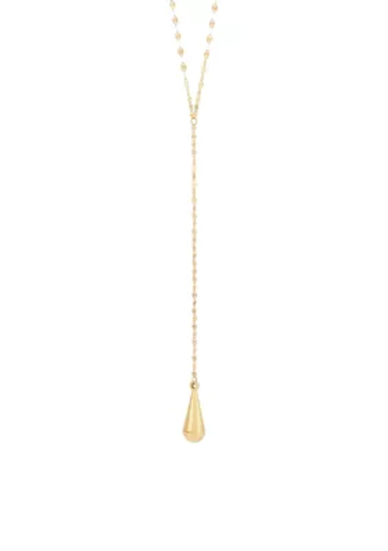 Lariat Teardrop Necklace in 10K Yellow Gold