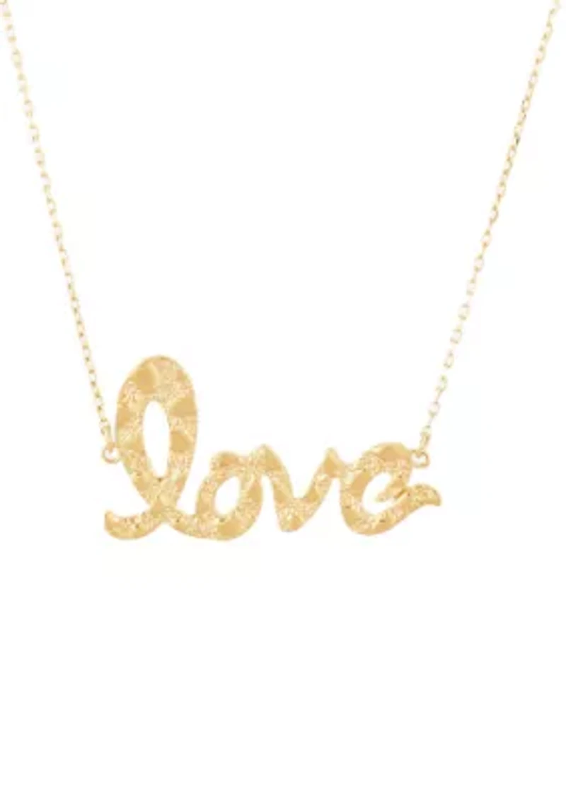 Nugget Script Love Necklace in 10K Yellow Gold