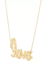 Nugget Script Love Necklace in 10K Yellow Gold