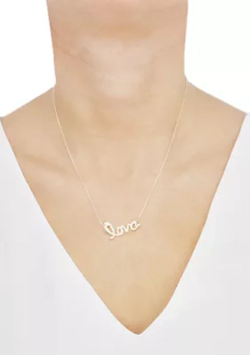 Nugget Script Love Necklace in 10K Yellow Gold
