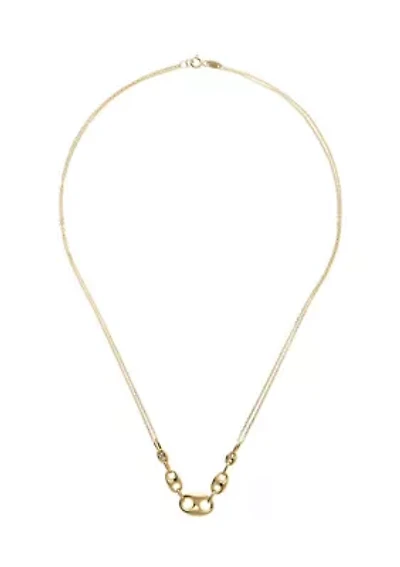 3 Graduated Marina 2 Row Chain Necklace in 10K Yellow Gold