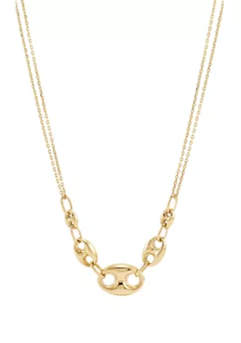 3 Graduated Marina 2 Row Chain Necklace in 10K Yellow Gold