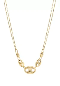 3 Graduated Marina 2 Row Chain Necklace in 10K Yellow Gold
