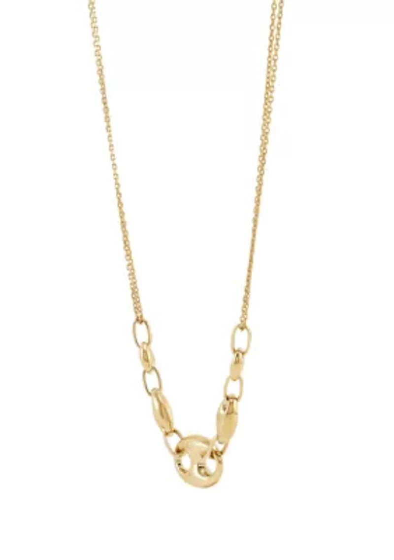 3 Graduated Marina 2 Row Chain Necklace in 10K Yellow Gold