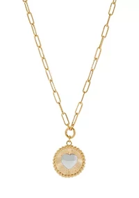 Sunburst Disk Necklace with Heart in 10K Yellow Gold