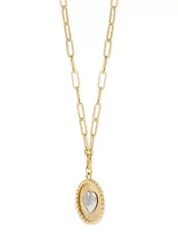 Sunburst Disk Necklace with Heart in 10K Yellow Gold