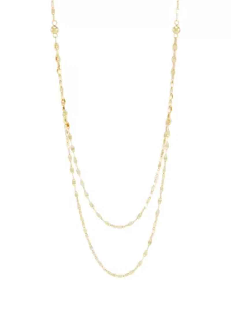 Layered Mirror Necklace in 10K Yellow Gold