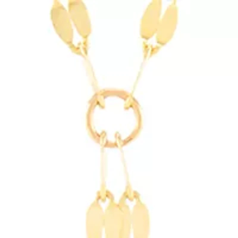 Mirror Twist Lariat Necklace in 10K Yellow Gold