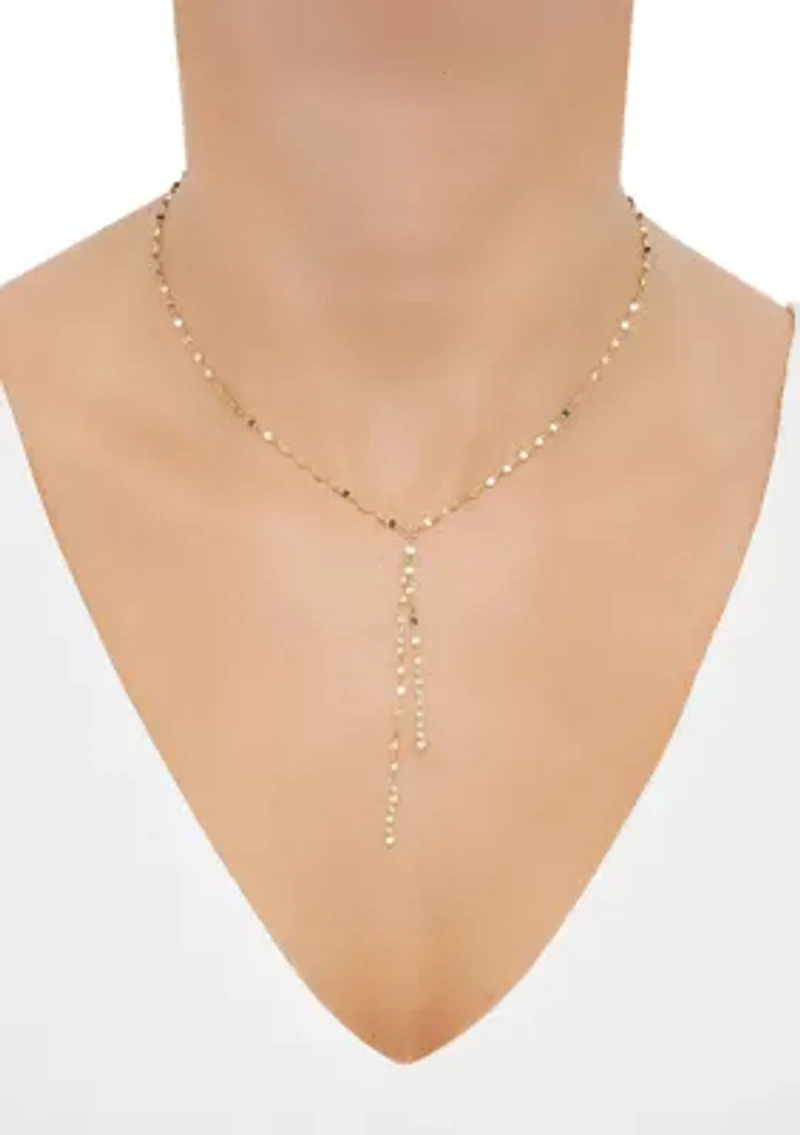 Mirror Twist Lariat Necklace in 10K Yellow Gold
