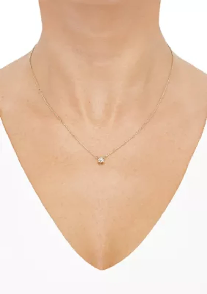 Round Illusion Necklace in 10K Yellow and White Gold