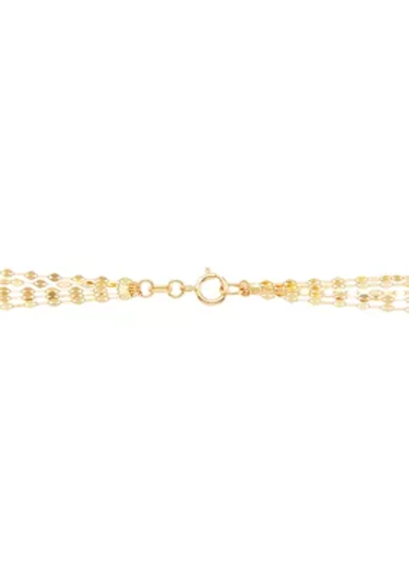 Solid Layered Mirror Necklace in 10K Yellow Gold