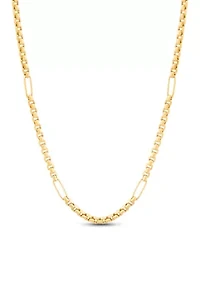 Paperclip Station Round Box Chain Necklace in 10K Yellow Gold