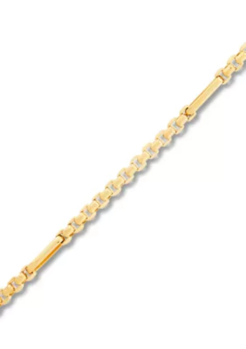 Paperclip Station Round Box Chain Necklace in 10K Yellow Gold