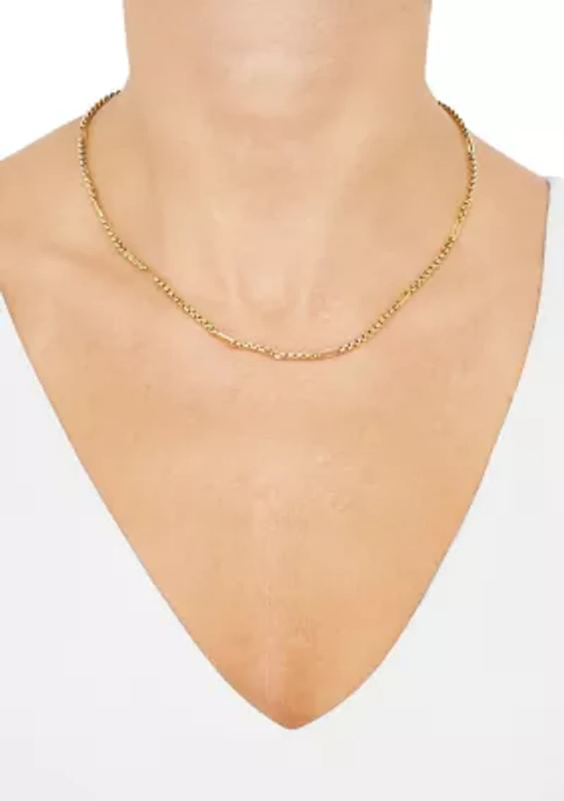 Paperclip Station Round Box Chain Necklace in 10K Yellow Gold