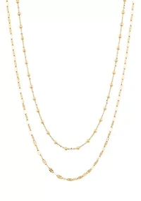 Double Layers with Beaded Necklace in 10K Yellow Gold