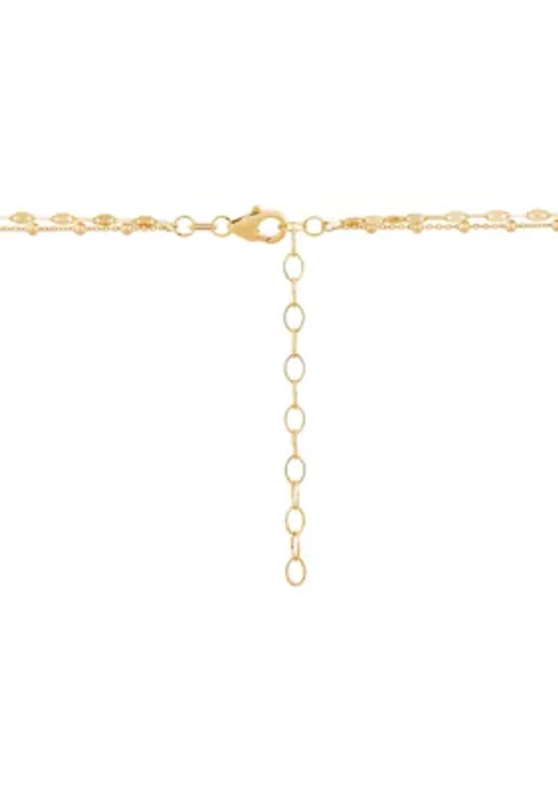 Double Layers with Beaded Necklace in 10K Yellow Gold
