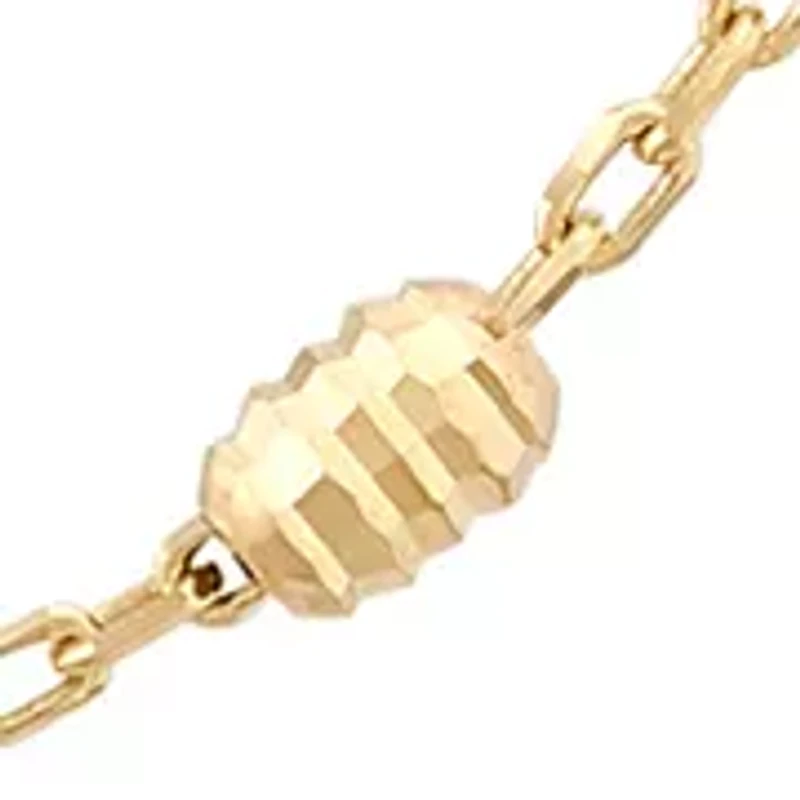 Oval Bead Tincup Necklace in 10K Yellow Gold