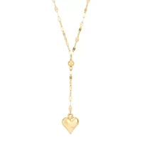 10K Yellow Gold Bead and Heart Lariat Necklace