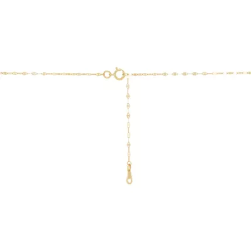 10K Yellow Gold Bead and Heart Lariat Necklace