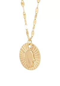 Hamsa Coin Necklace in 10K Yellow Gold