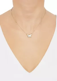 Beaded Butterfly Necklace in 10K Yellow Gold