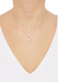 Beaded Cross Necklace in 10K Yellow Gold