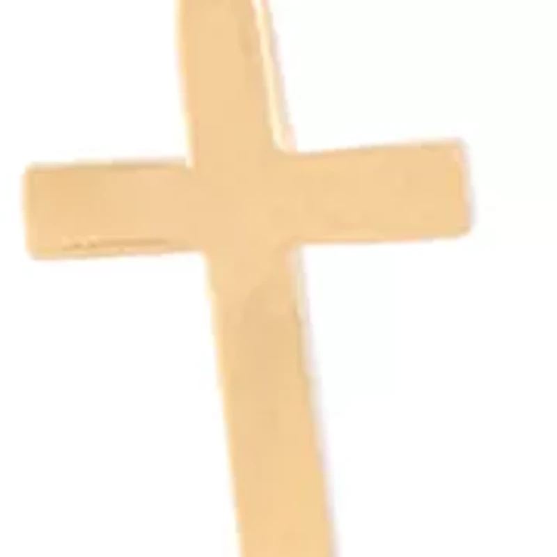 Medal and Cross Station Necklace in 10K Yellow Gold