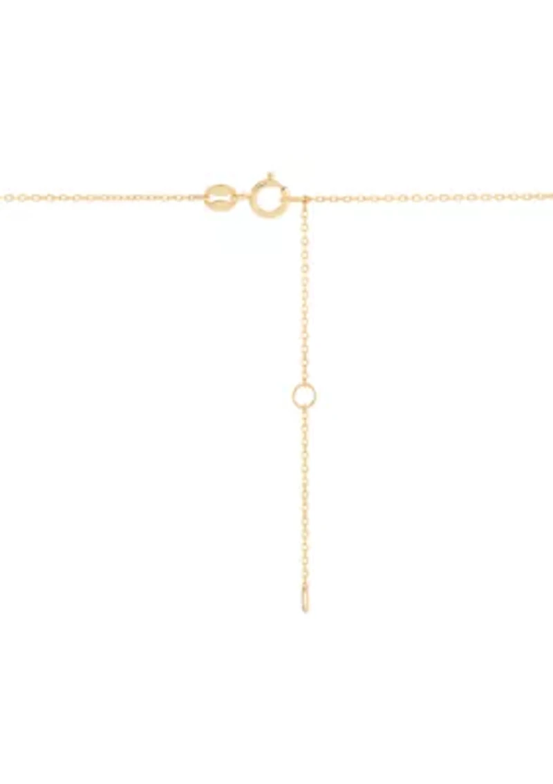 Medal and Cross Station Necklace in 10K Yellow Gold
